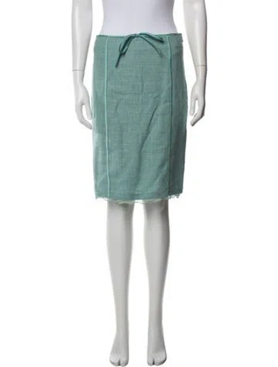 Pre-owned Max Mara Linen Midi Length Skirt In Blue