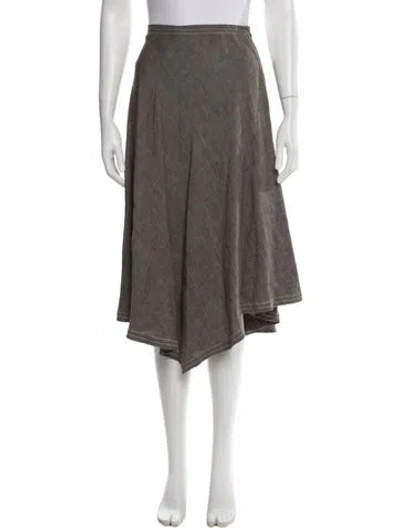 Pre-owned Max Mara Linen Midi Length Skirt In Brown