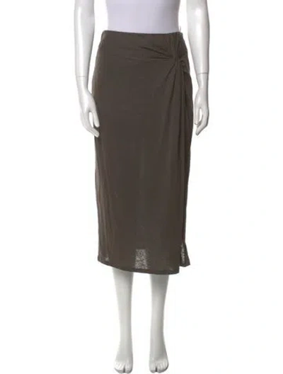 Pre-owned Max Mara Linen Midi Length Skirt In Gray