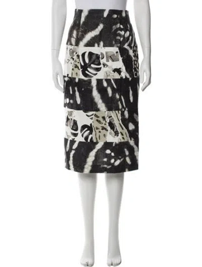 Pre-owned Max Mara Linen Midi Length Skirt In Gray