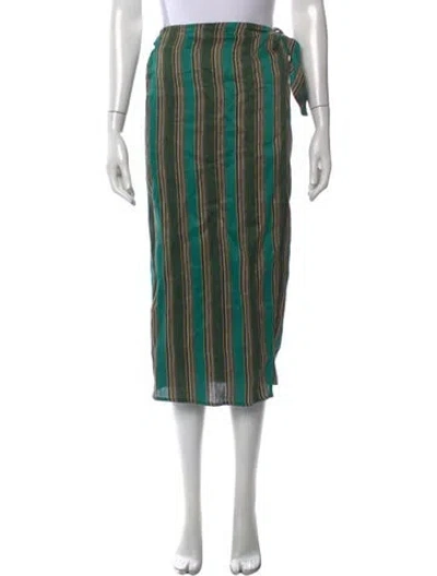 Pre-owned Max Mara Linen Midi Length Skirt In Green