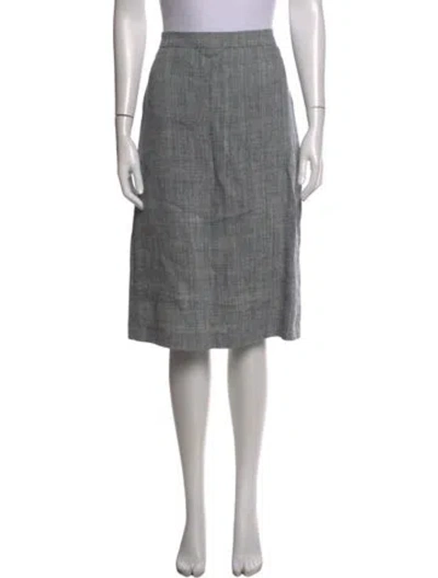 Pre-owned Max Mara Linen Midi Length Skirt In Grey