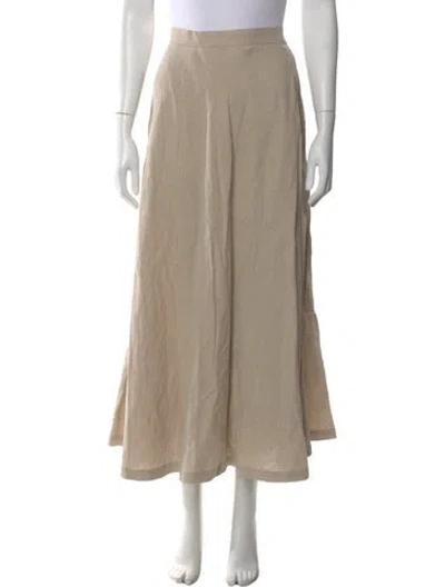 Pre-owned Max Mara Linen Midi Length Skirt In Neutral