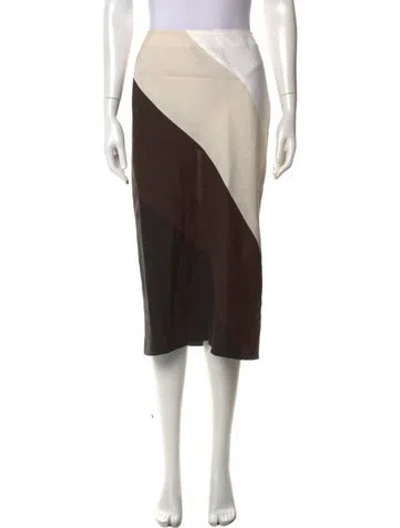 Pre-owned Max Mara Linen Midi Length Skirt In Neutral