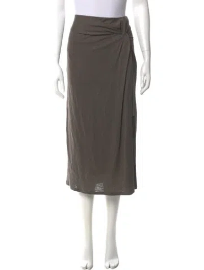 Pre-owned Max Mara Linen Midi Length Skirt W/ Tags In Gray