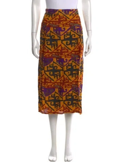Pre-owned Max Mara Linen Midi Length Skirt In Yellow