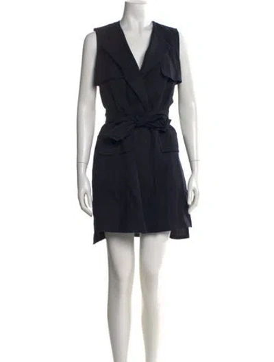Pre-owned Max Mara Linen Mini Dress In Blue