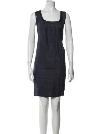 Pre-owned Max Mara Linen Mini Dress In Blue