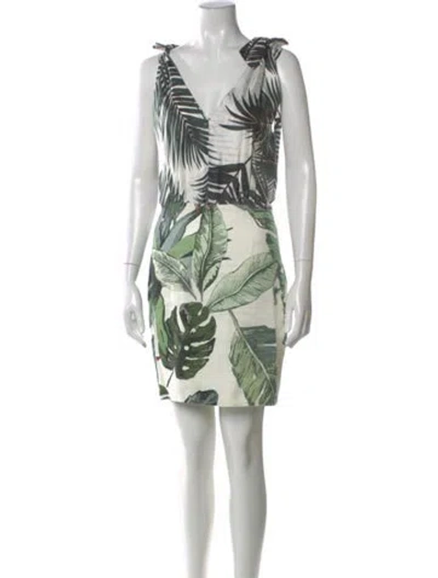 Pre-owned Max Mara Linen Mini Dress In Green