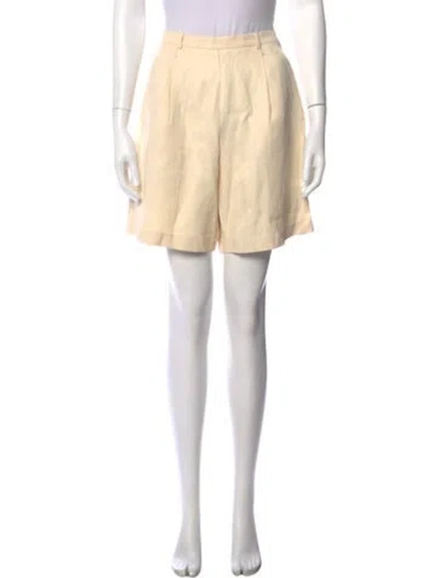 Pre-owned Max Mara Linen Mini Shorts In Neutral