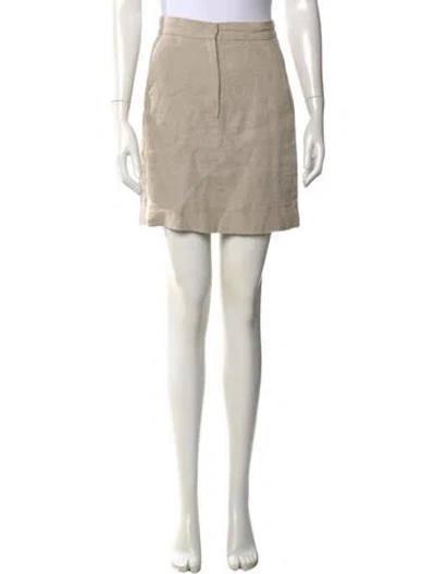 Pre-owned Max Mara Linen Mini Skirt In Grey