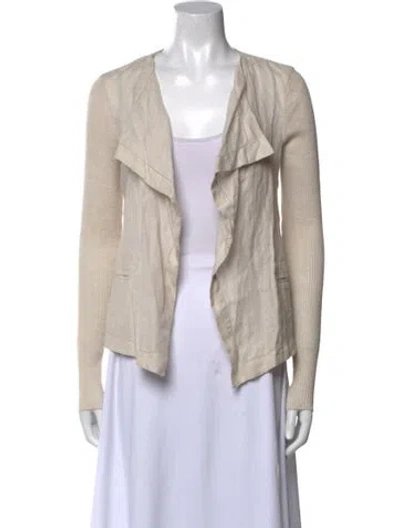 Pre-owned Max Mara Linen Open Front Sweater In Neutral