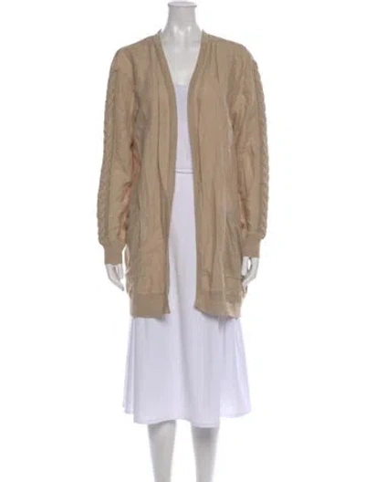 Pre-owned Max Mara Linen Open Front Sweater In Neutral