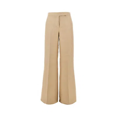 Max Mara Linen Panama Tailored Pants In Neutral