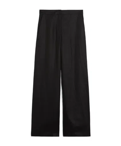 Max Mara Linen Pants In Black