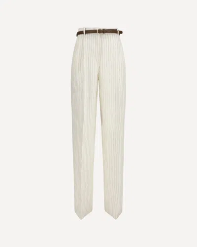 Max Mara Beige Linen Casual Pants In Brown
