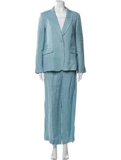 Pre-owned Max Mara Linen Pantsuit In Blue