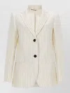 Max Mara Single-breasted Pinstriped Linen Blazer In Neutral