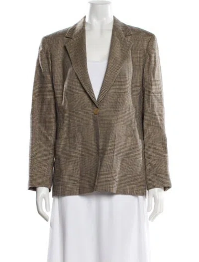 Pre-owned Max Mara Linen Printed Blazer In Brown