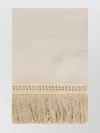 Max Mara Linen Scarf With Textured Fabric And Fringed Edges In Neutral