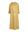 Max Mara Jene Tie-detailed Ruffled Woven Midi Dress In Gold