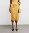 Max Mara Wrap Midi Skirt With High Waist Bow In Yellow