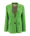 Max Mara Light Green Single-breasted Linen Blazer In Green