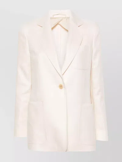 Max Mara Linen Single-breasted Blazer Jacket In White