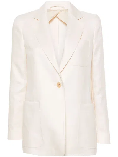 Max Mara Linen Single-breasted Blazer Jacket In White