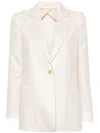 Max Mara Womens Sand Mosa Single-breasted Linen-cotton Blend Blazer In White