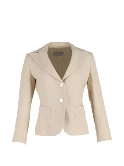 Pre-owned Max Mara Linen Single-breasted Blazer In Neutral