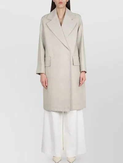 Max Mara Linen Single Breasted Coat In Neutral