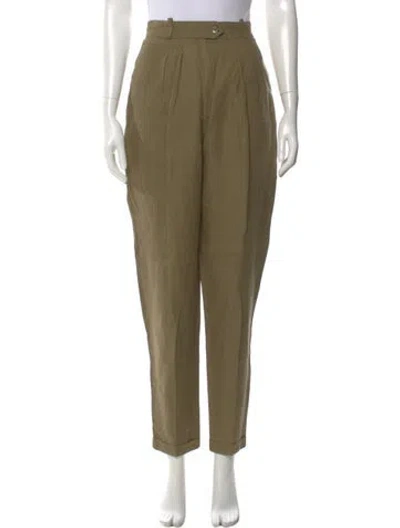 Pre-owned Max Mara Linen Skinny Leg Pants In Green