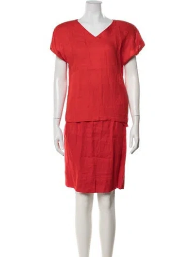 Pre-owned Max Mara Linen Skirt Set In Red