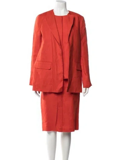 Pre-owned Max Mara Linen Skirt Suit In Orange