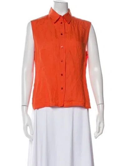 Pre-owned Max Mara Linen Sleeveless Button-up Top In Orange