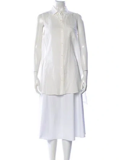 Pre-owned Max Mara Linen Sleeveless Button-up Top In White