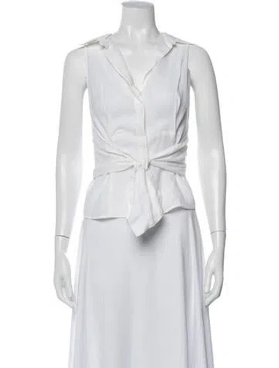 Pre-owned Max Mara Linen Sleeveless Button-up Top In White