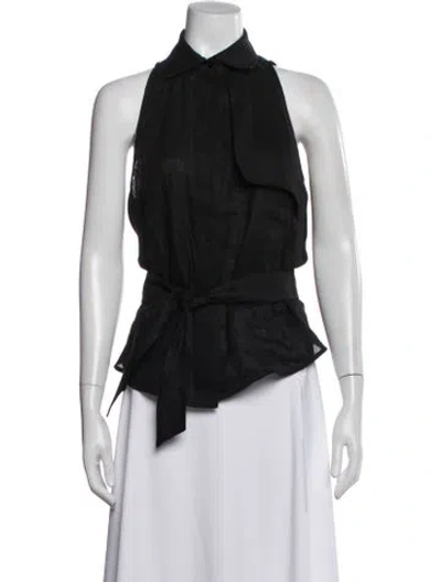 Pre-owned Max Mara Linen Sleeveless Top In Blue