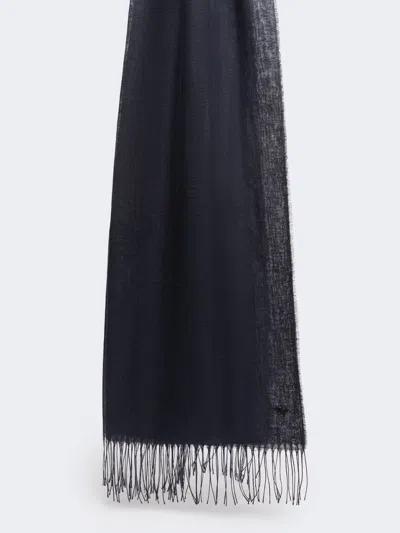 Max Mara Linen Stole With Fringes In Blue