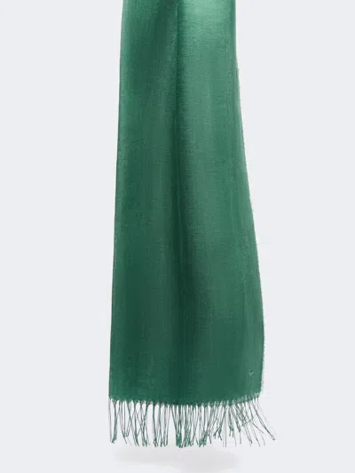 Max Mara Linen Stole With Fringes In Green