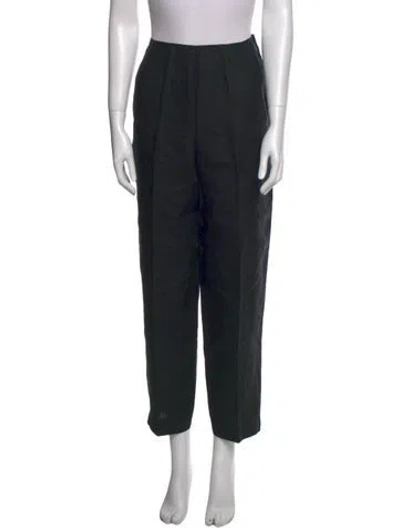 Pre-owned Max Mara Linen Straight Leg Pants In Black