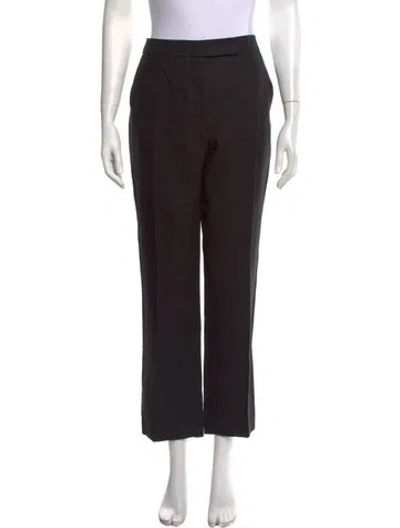 Pre-owned Max Mara Linen Straight Leg Pants In Black