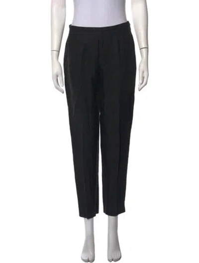 Pre-owned Max Mara Linen Straight Leg Pants In Black