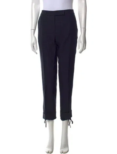Pre-owned Max Mara Linen Straight Leg Pants In Blue