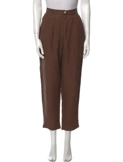 Pre-owned Max Mara Linen Straight Leg Pants In Brown