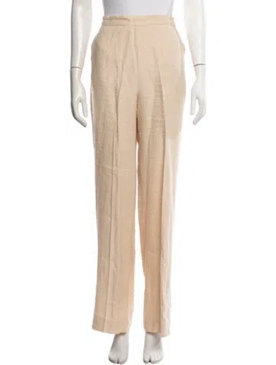 Pre-owned Max Mara Linen Straight Leg Pants In Neutral
