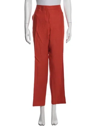Pre-owned Max Mara Linen Straight Leg Pants In Orange