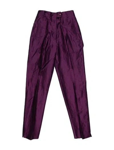 Pre-owned Max Mara Linen Straight Leg Pants In Purple