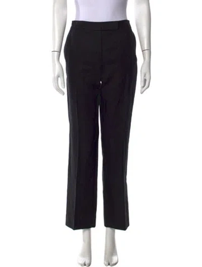 Pre-owned Max Mara Linen Straight Leg Pants W/ Tags In Black